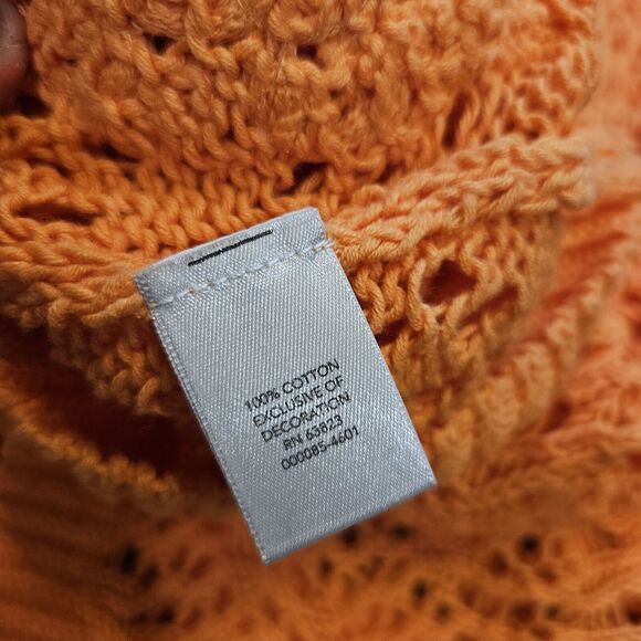 Vtg Christopher & Banks Crochet Sweater Womens M Orange Bohemian Cottage Beach - Picture 9 of 9